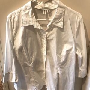 White cotton and Lycra fitted shirt